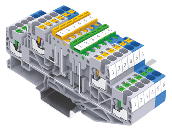 knife style disconnect and test DIN rail terminal - Techna