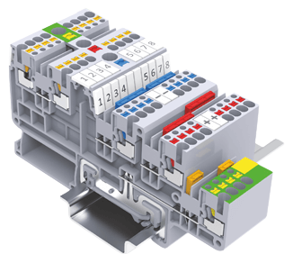 DIN terminals for sensor connection, with DC bus points and optional ground - Techna